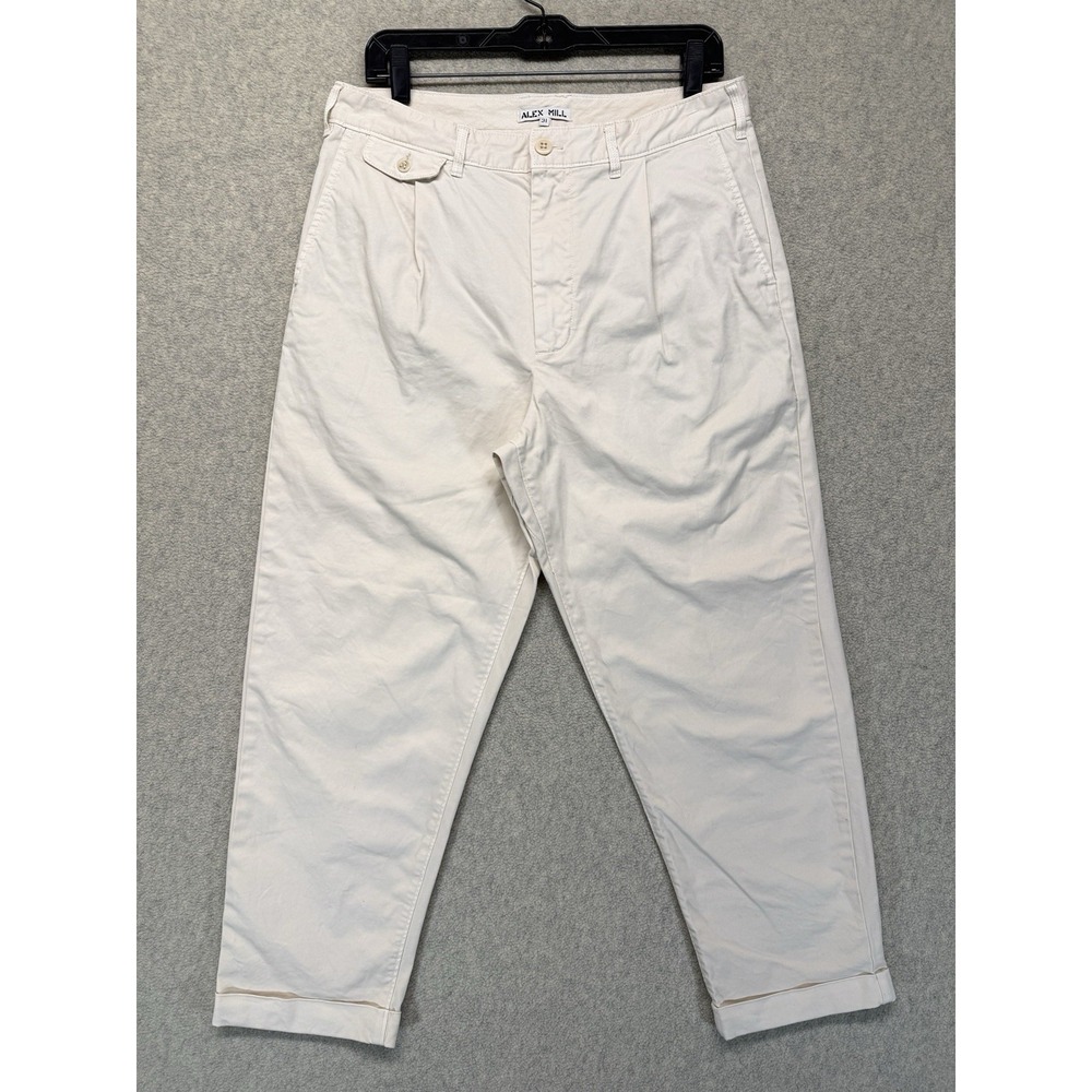 Alex Mill Mens White Chino Pants Size 31 Cropped Cuffed Casual Cotton